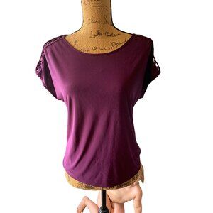 🍒 2/$20 🍒 Dark Purple Open Shoulder Concept Blouse sz Small